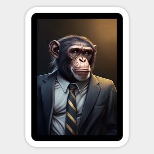 Adorable Monkey In A Suit - Fierce Chimpanzee Animal Print Art For Fashion Lovers Sticker
